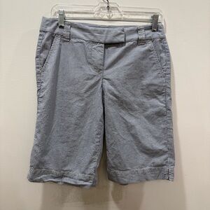 J. Crew size 2 city fit Blue White pin Striped cotton seersucker long Shorts